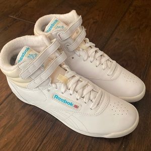 90’s Reebok Classic Freestyle Hi Top Women’s/Sz 8.5/White Double Strap Shoes